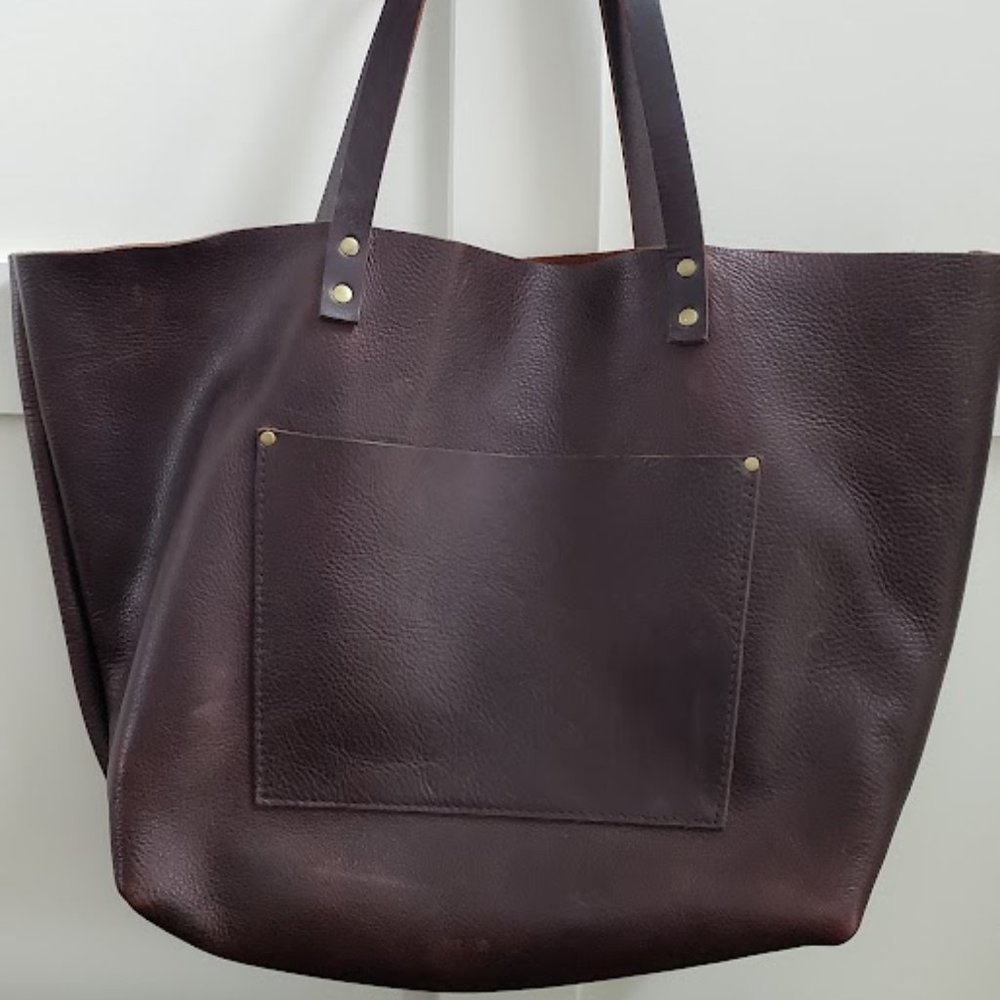 Portland Leather Oversized Tote Coldbrew